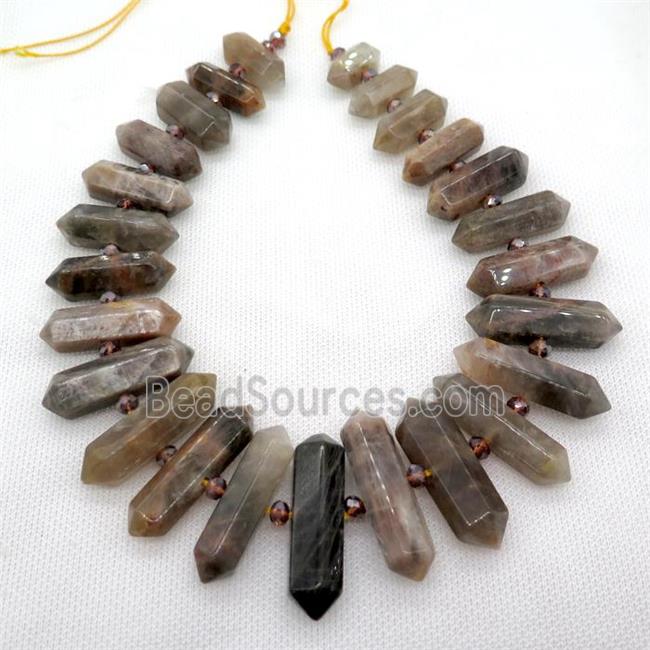 black SunStone bullet beads