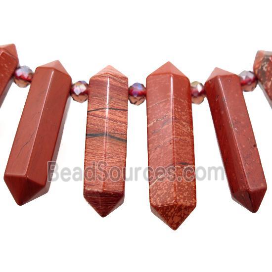 Red Jasper bullet beads, topdrilled