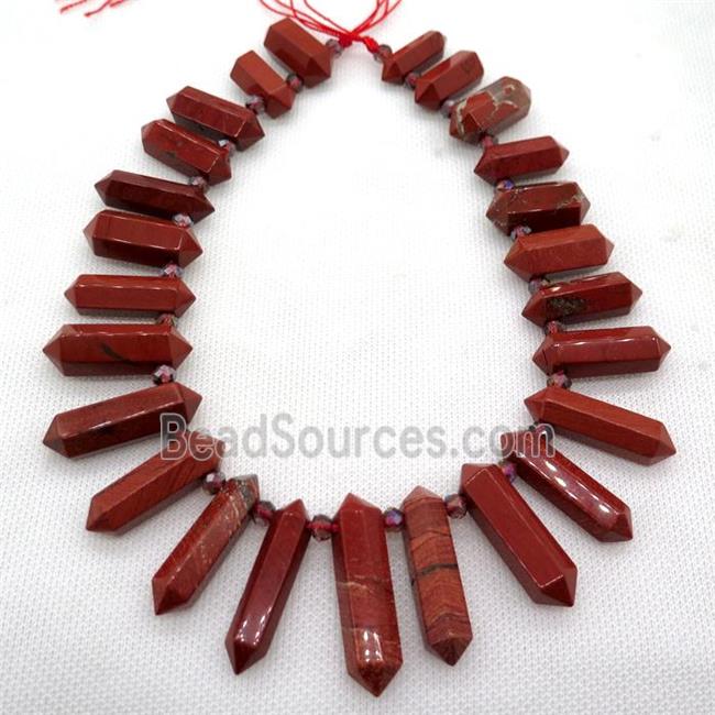 Red Jasper bullet beads, topdrilled