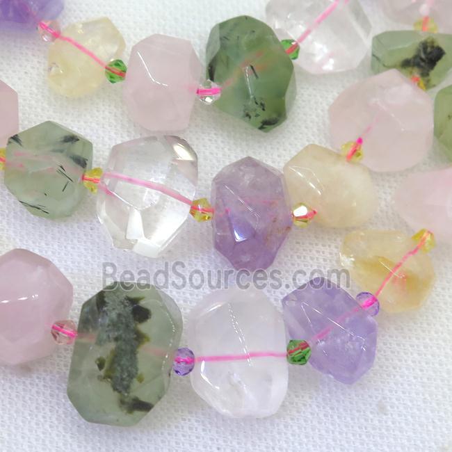 mix Gemstone nugget beads, faceted freeform