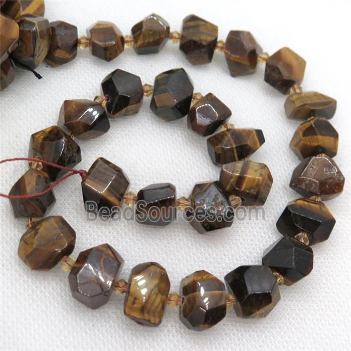 Tiger eye stone nugget beads, faceted freeform