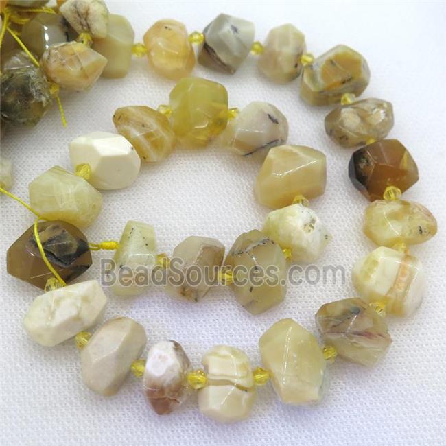 yellow Opal nugget beads, faceted freeform