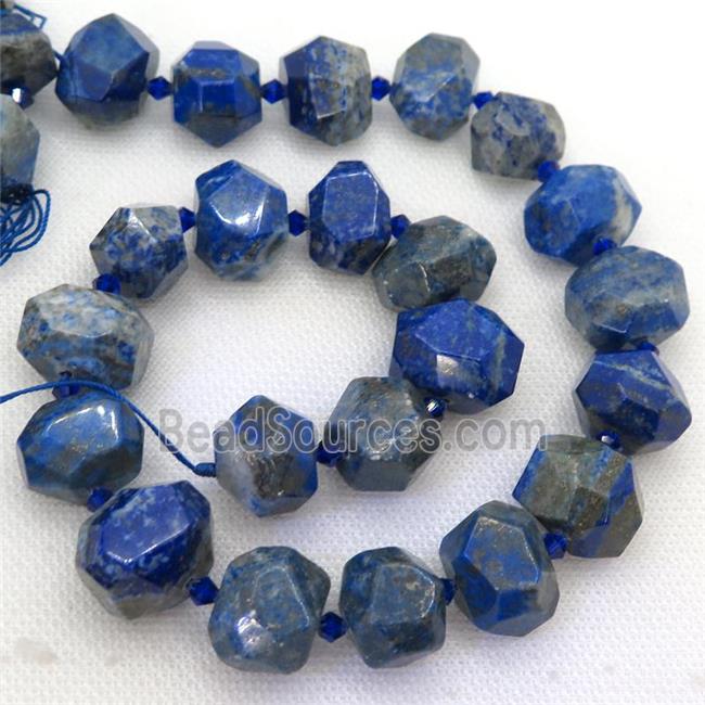 blue Lapis Lazuli nugget beads, faceted freeform