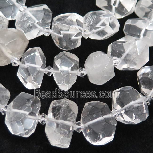 Clear Quartz nugget beads, faceted freeform