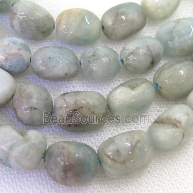 Aquamarine nugget beads, freeform, B-grade