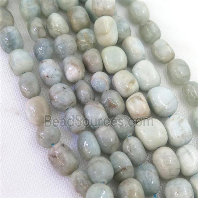 Aquamarine nugget beads, freeform, B-grade