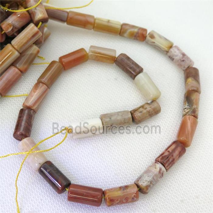 red Crazy Agate tube beads