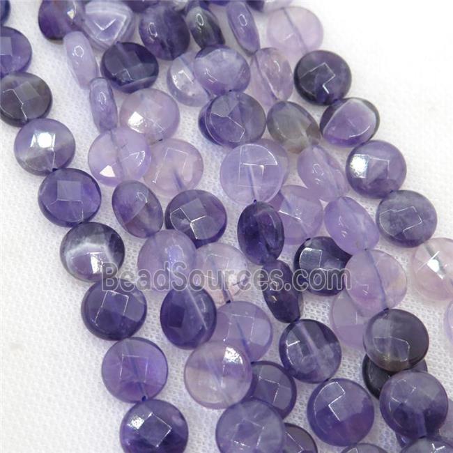 purple Amethyst beads, faceted circle