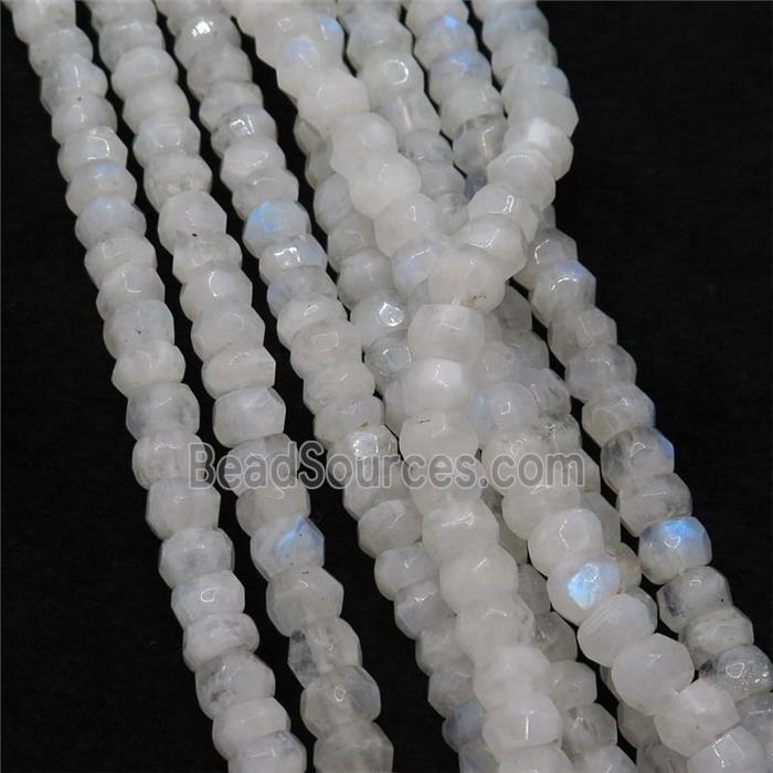 white MoonStone beads, faceted rondelle