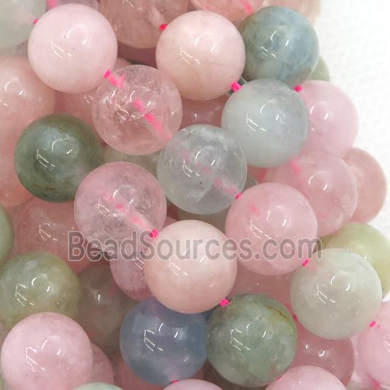 round Morganite Beads, mix color, A-grade