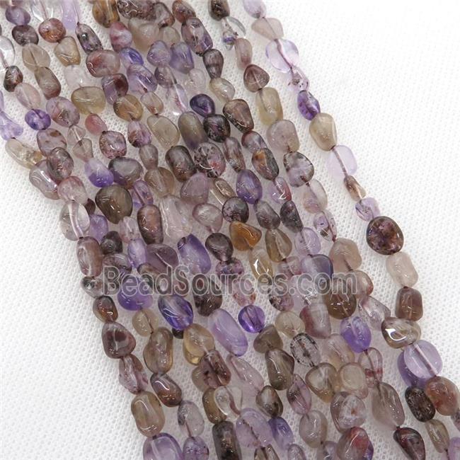 purple Aurora23 super7 Quartz Beads, auralite chips