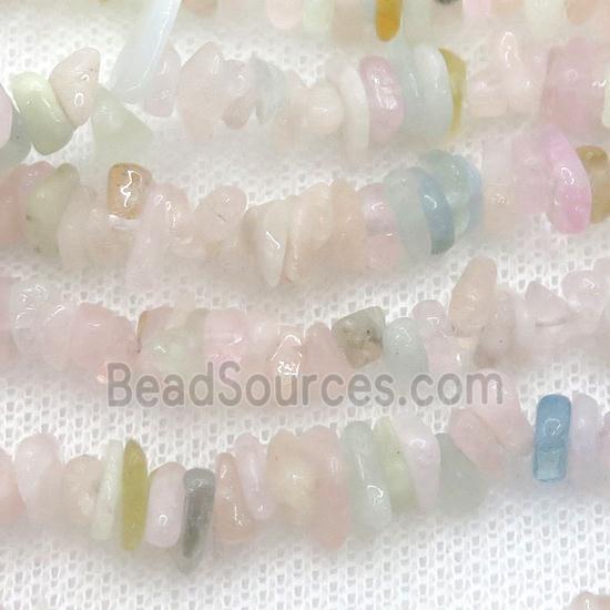 Morganite chip beads, multicolor