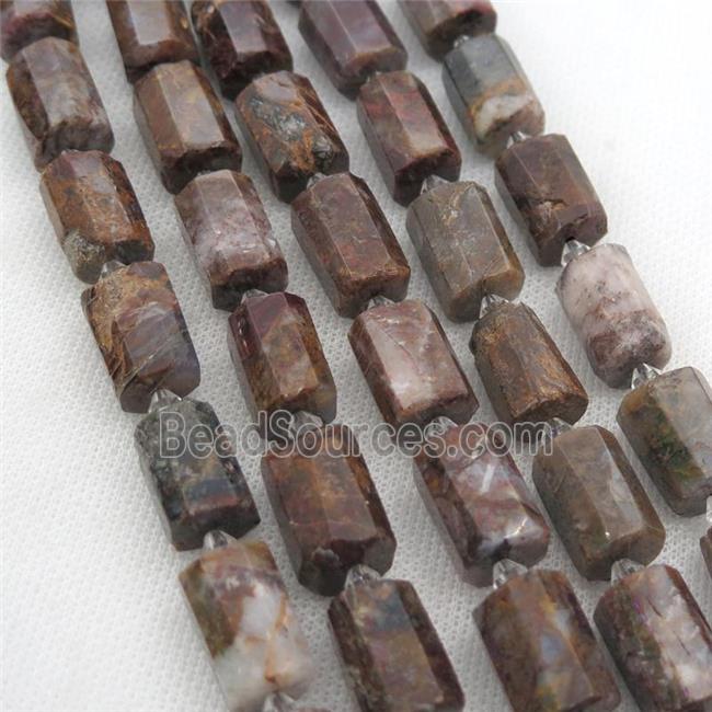 Pietersite Jasper beads, faceted cylinder