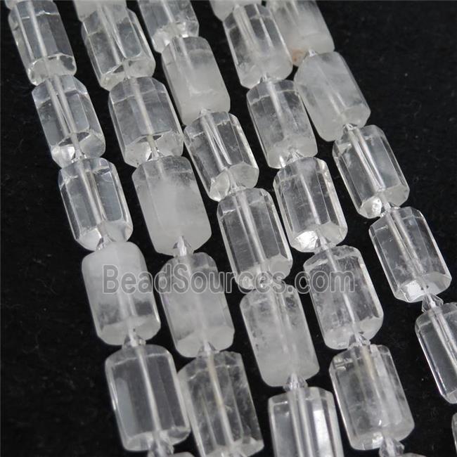 Clear Quartz Beads, faceted tube