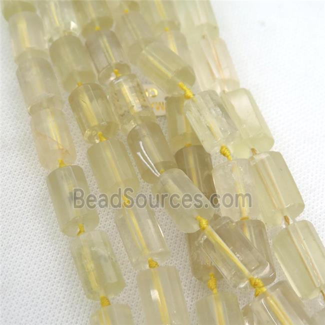 Lemon Quartz beads, faceted tube