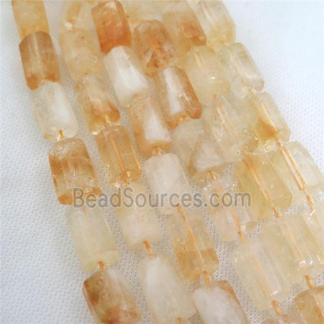 yellow Citrine Beads, faceted tube