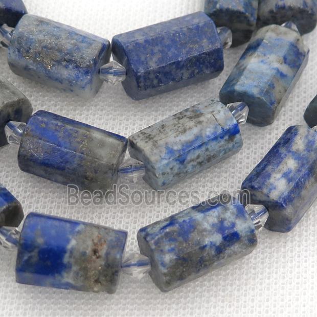 blue Lapis Lazuli beads, faceted tube