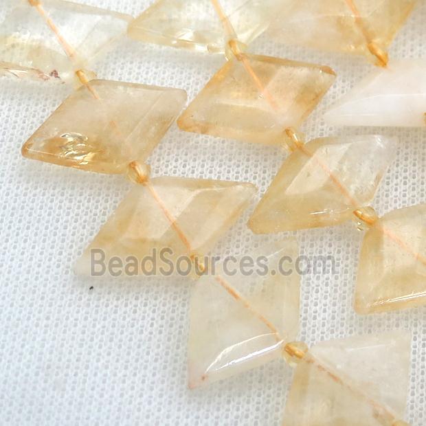 yellow Citrine rhombic beads