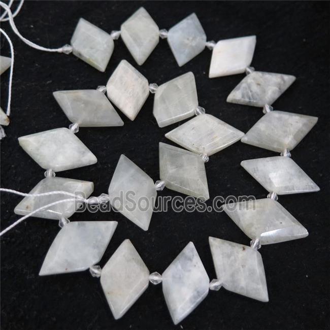 white MoonStone rhombic beads, B-grade