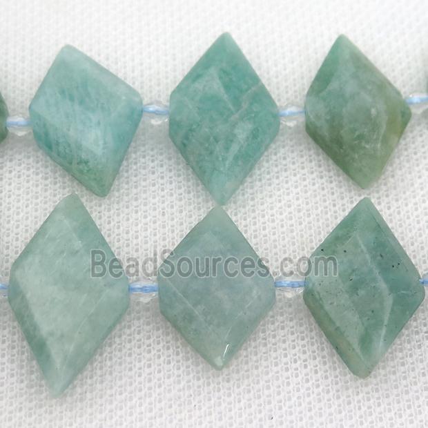 green Amazonite rhombic beads