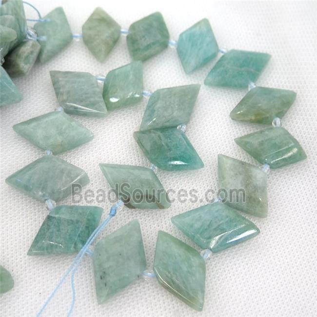 green Amazonite rhombic beads