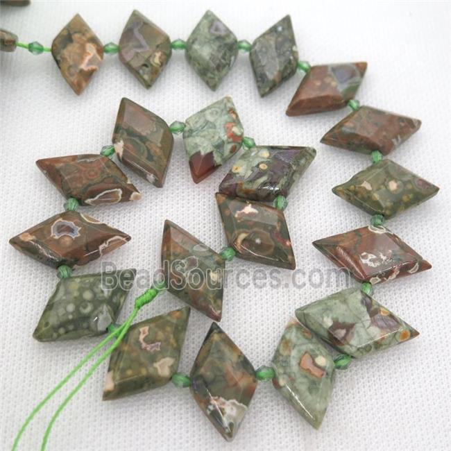 green Opal Jasper rhombic beads