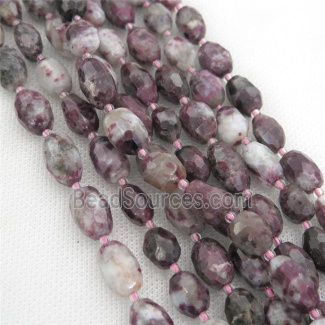 plum blossom Tourmaline beads, faceted barrel