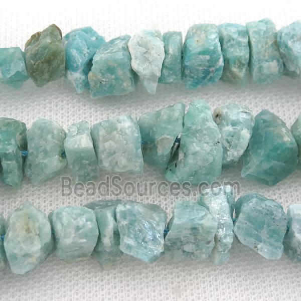 green Amazonite chip beads, rough, freeform