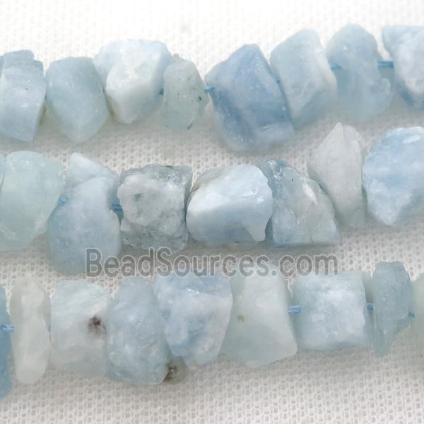 raw Aquamarine chip beads, rough, freeform
