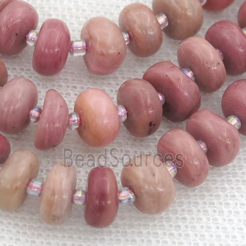 pink wooden jasper rondelle beads