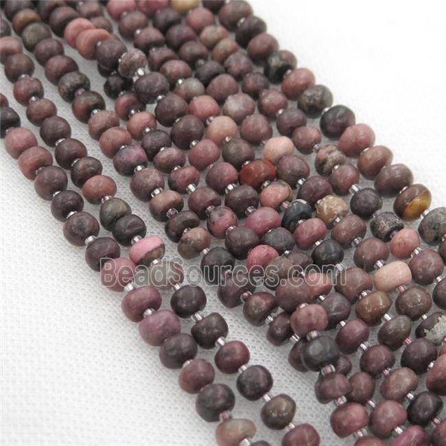 Rhodonite rondelle beads