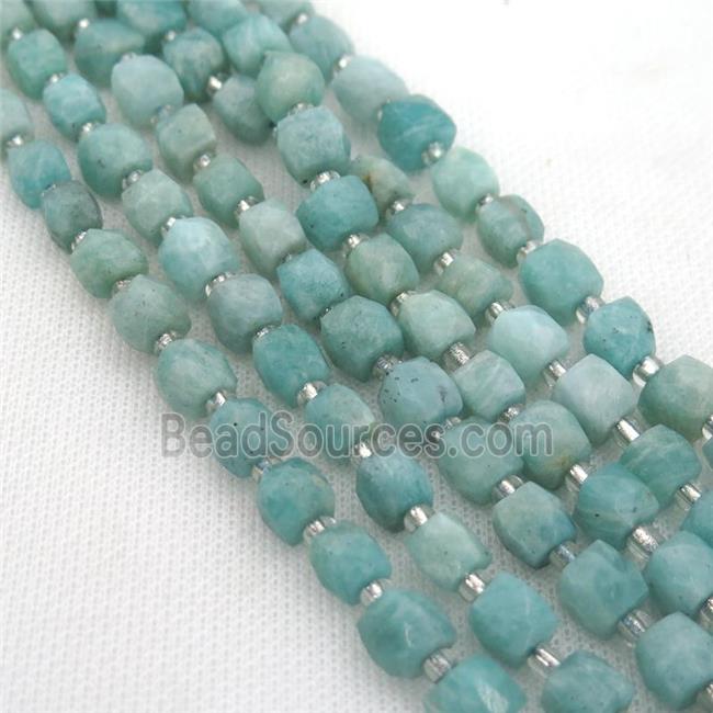 green Amazonite Beads, faceted cube