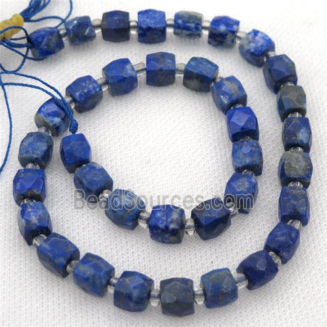 blue Lapis Lazuli Beads, faceted cube