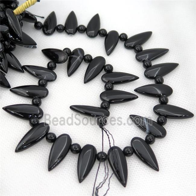 black Onyx Agate teardrop beads