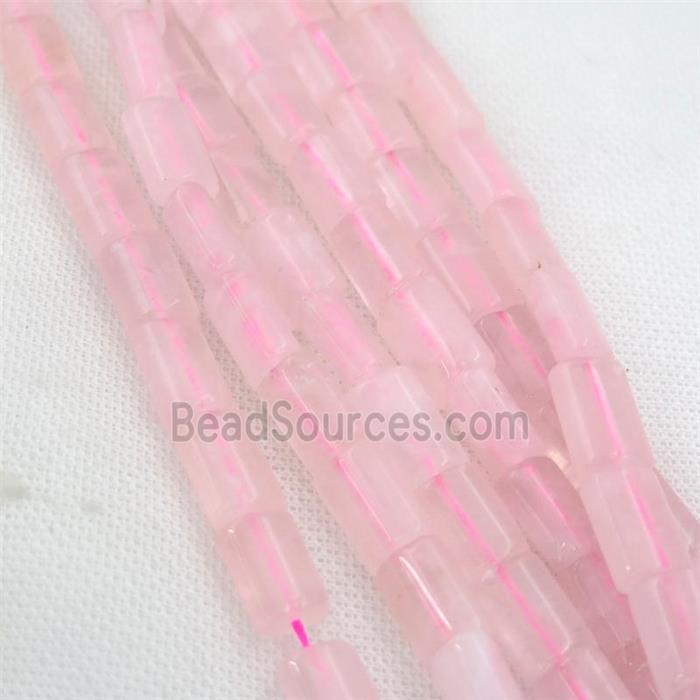 Rose Quartz Beads, flat tube