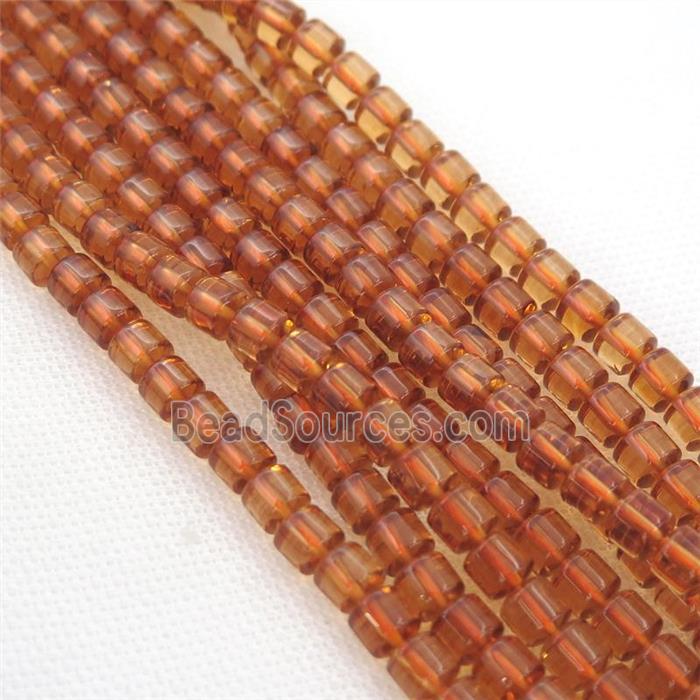 Crystal Quartz Beads, tube, yellow dye