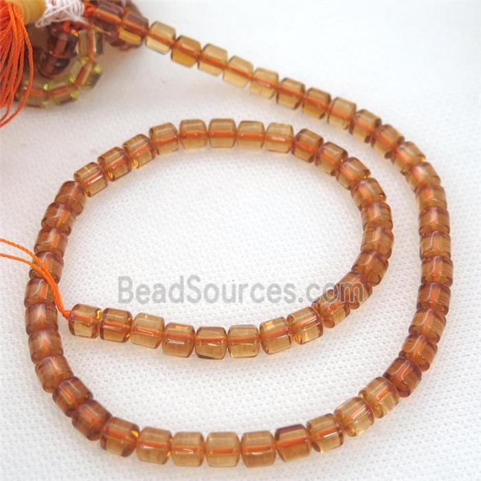 Crystal Quartz Beads, tube, yellow dye