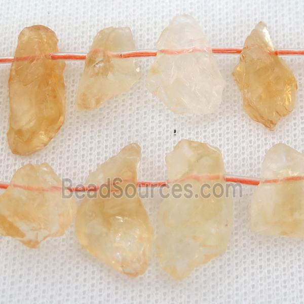 rough Citrine Beads, freeform, topdrilled