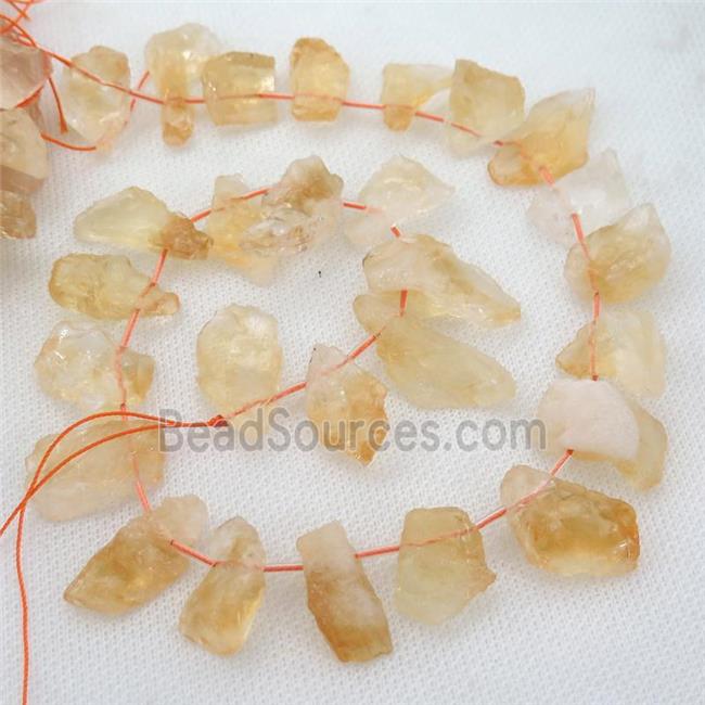 rough Citrine Beads, freeform, topdrilled