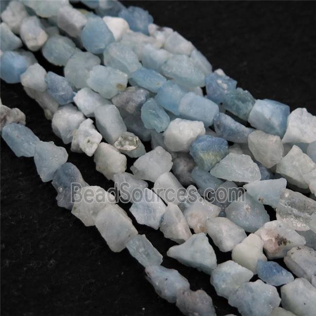 blue Aquamarine Beads, freeform