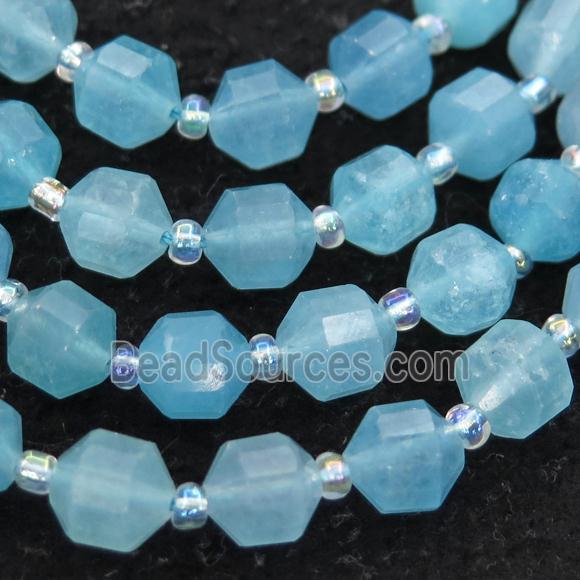 Aquamarine bullet beads, blue treated