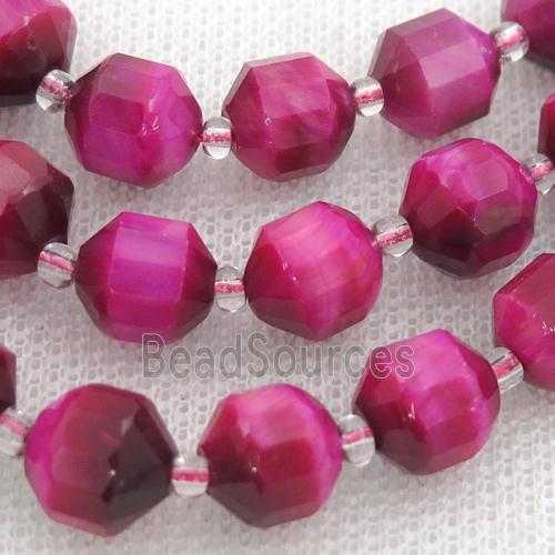 hotpink Tiger eye stone bullet beads