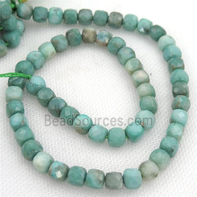 green Grass Agate Beads, faceted cube