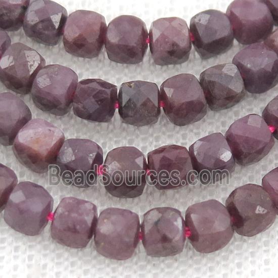 Ruby Beads, faceted cube