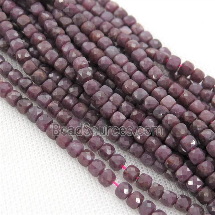 Ruby Beads, faceted cube