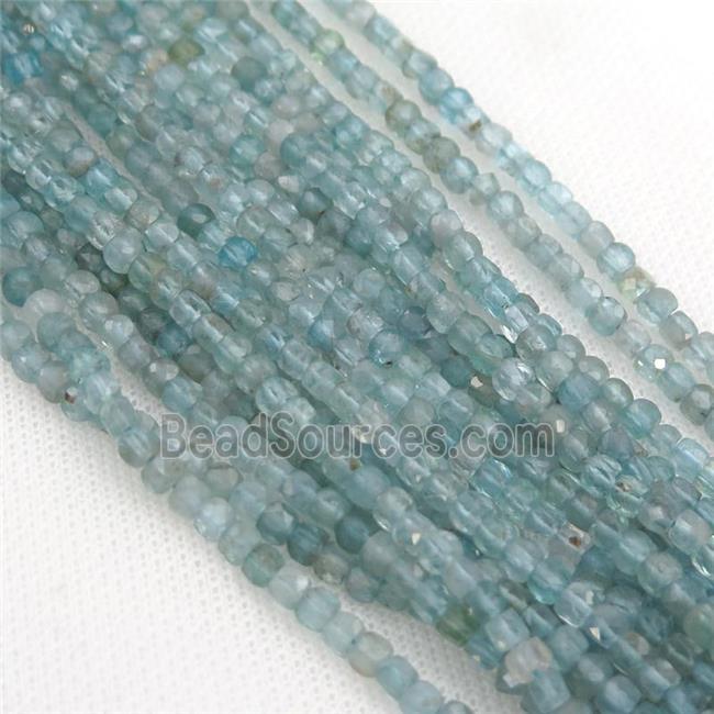 lt.blue Apatite Beads, faceted cube