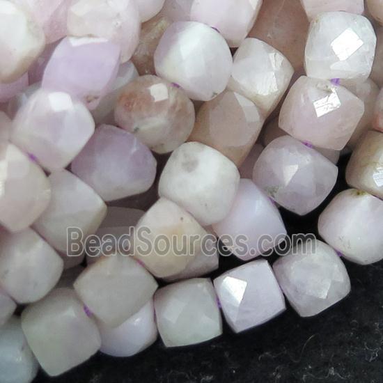 Kunzite Beads, faceted cube