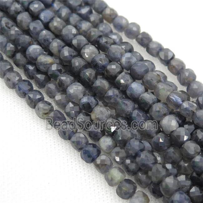 Iolite Beads, faceted cube