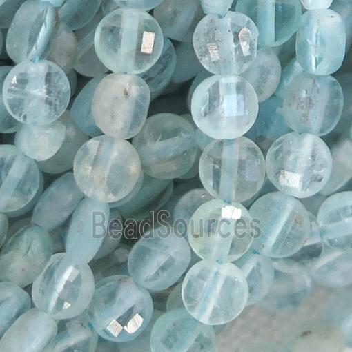 lt.blue Apatite Beads, faceted coin