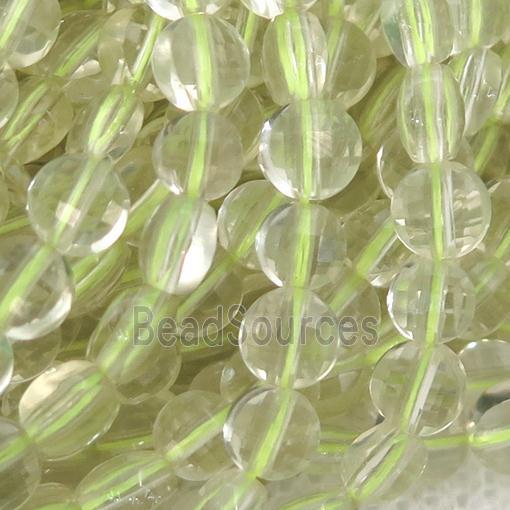 Lemon Quartz Beads, faceted circle